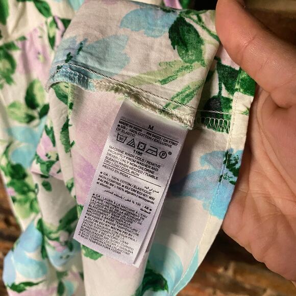 NWT Old Navy Pastel Floral Short Sleeve Smocked Mini Swing Dress Size Medium - Picture 7 of 9